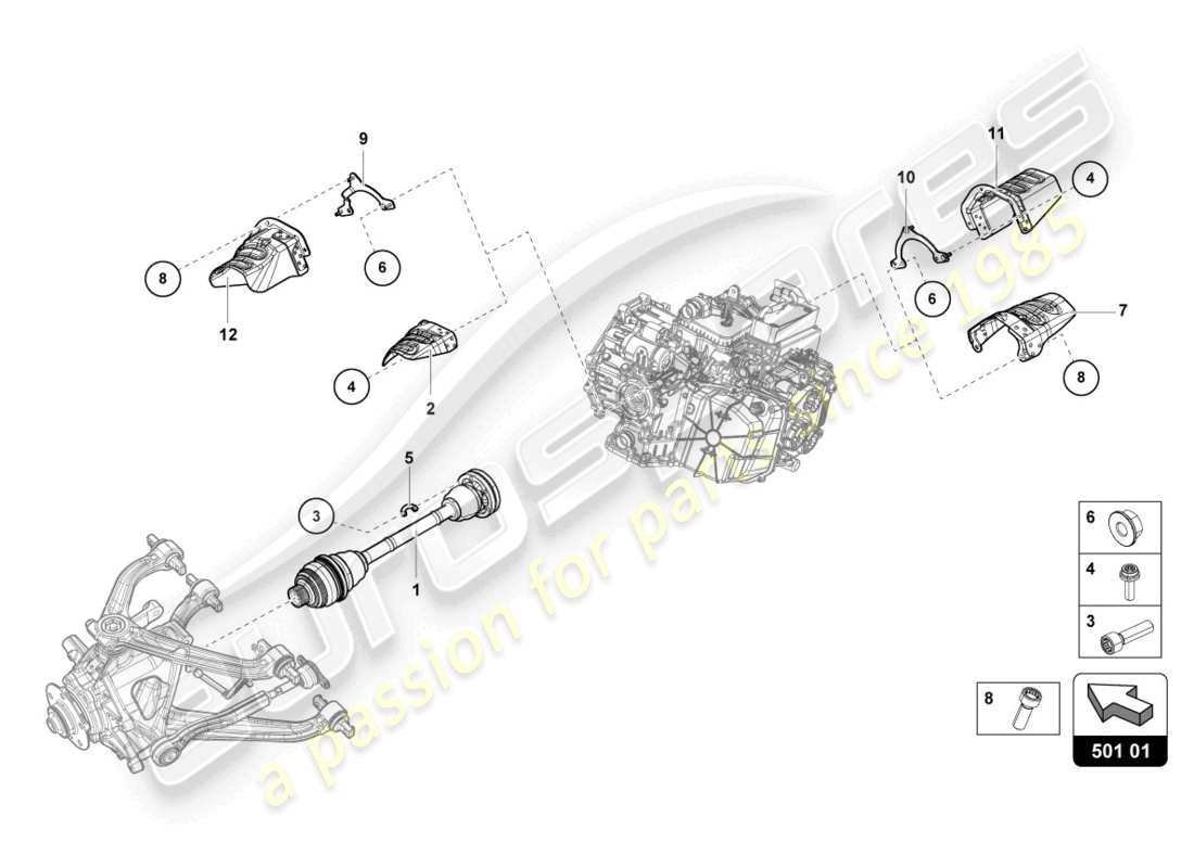 lamborghini evo coupe (2021) semiasse posteriore diagramma delle parti