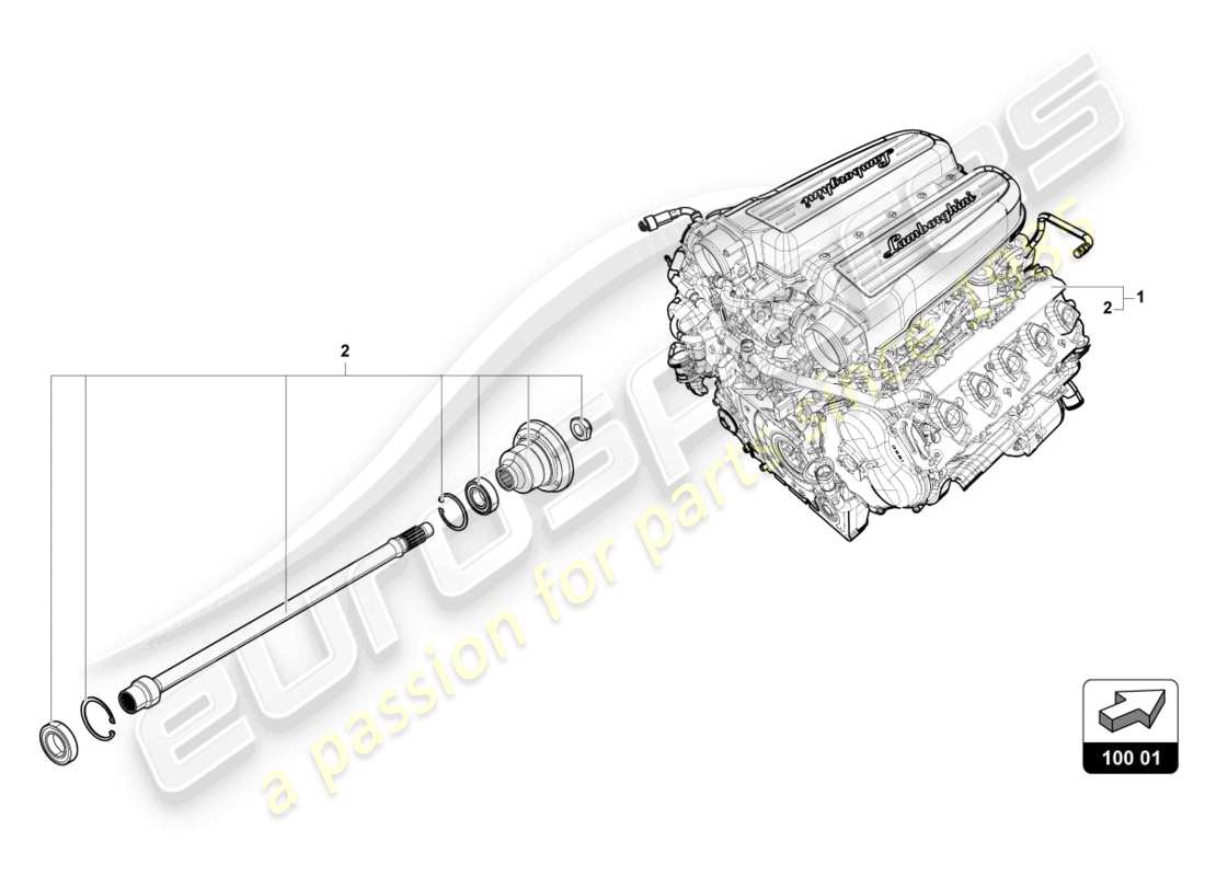 lamborghini evo coupe 2wd (2023) motore diagramma delle parti