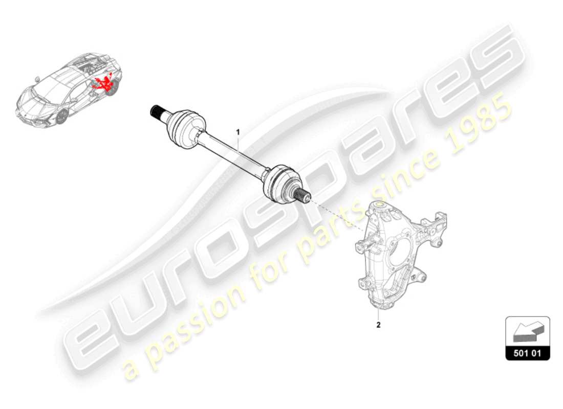 lamborghini revuelto coupe (2024) albero assale posteriore diagramma delle parti