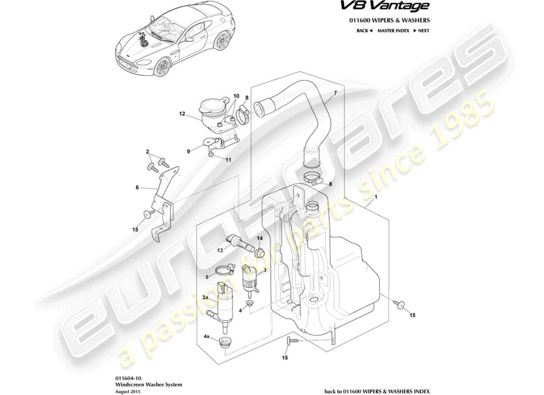 un diagramma delle parti dal catalogo delle parti aston martin v8 vantage (2014)