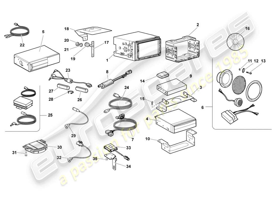 uno schema delle parti dal catalogo delle parti di Lamborghini LP640 Roadster (2009)