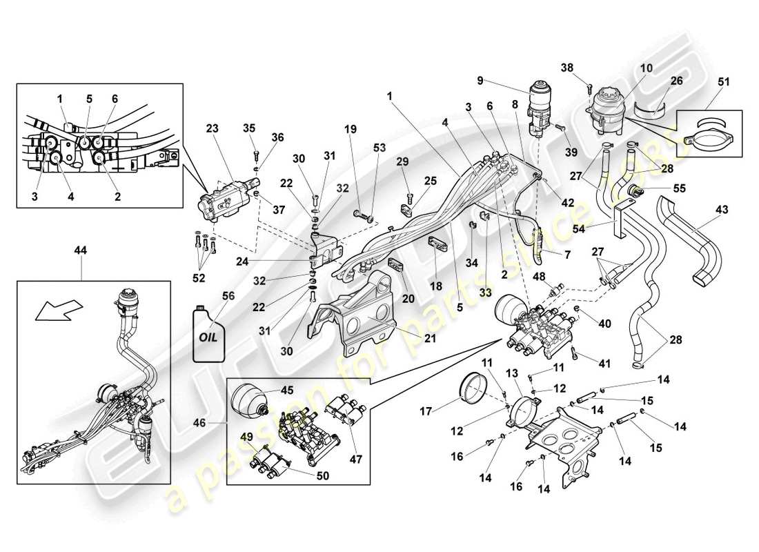 uno schema delle parti dal catalogo delle parti di Lamborghini LP640 Roadster (2010)