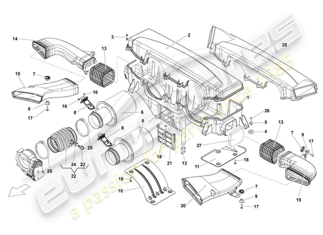 un diagramma delle parti dal catalogo delle parti lamborghini lp560-4 coupe fl ii (2013)