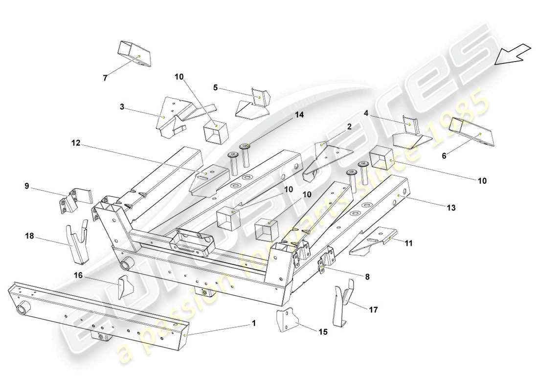 un diagramma delle parti dal catalogo delle parti lamborghini gallardo coupe (2005)
