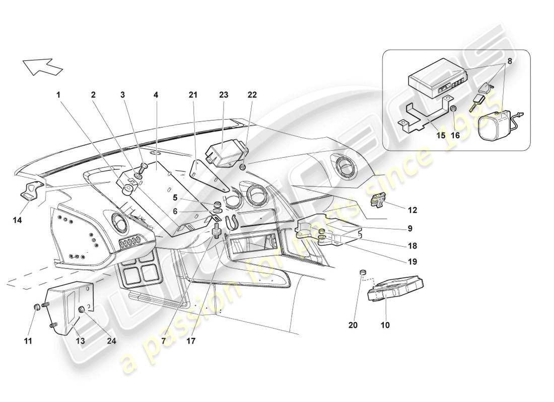 un diagramma delle parti dal catalogo delle parti Lamborghini LP670-4 SV (2010)