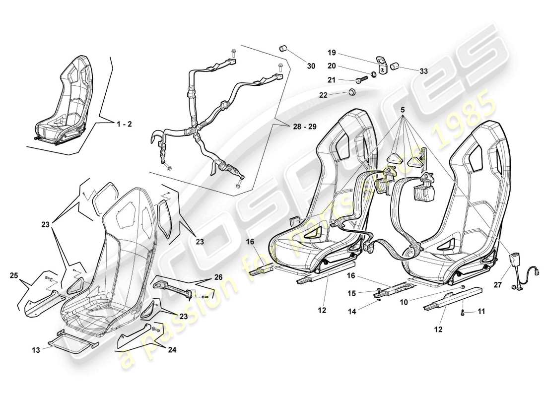 uno schema delle parti dal catalogo delle parti di Lamborghini LP640 Roadster (2008)