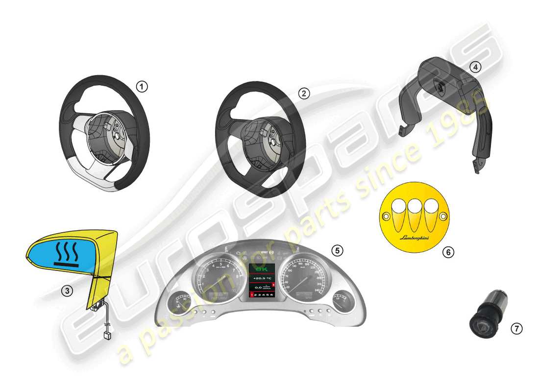 un diagramma delle parti dal catalogo delle parti lamborghini lp560-4 spider (accessories)