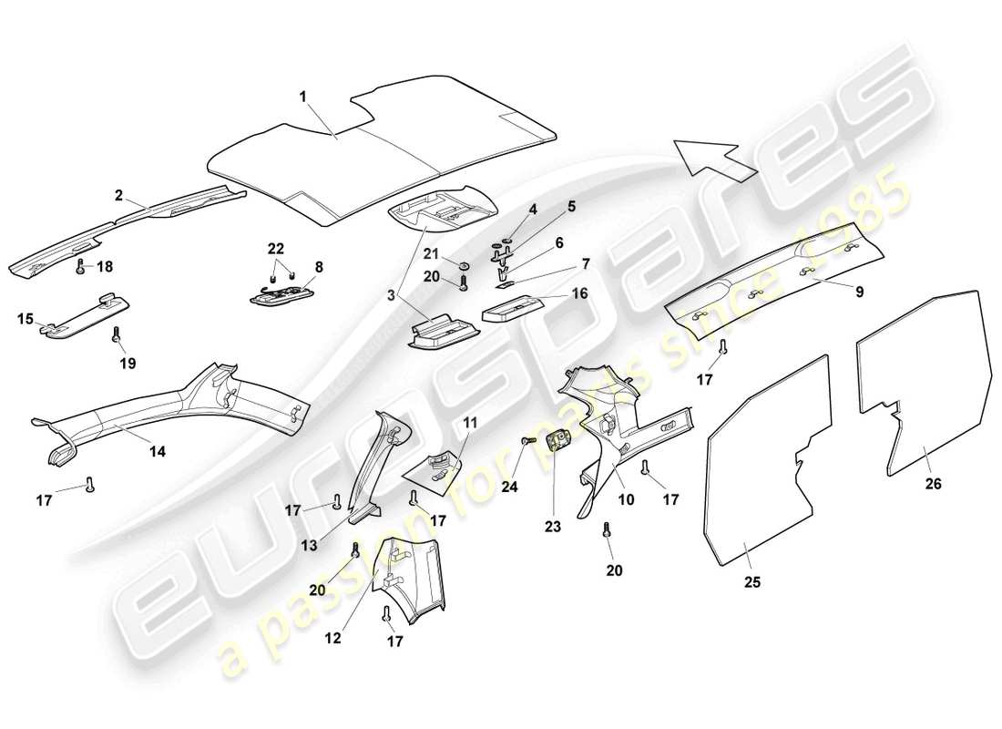 un diagramma delle parti dal catalogo delle parti lamborghini lp640 coupe (2009)