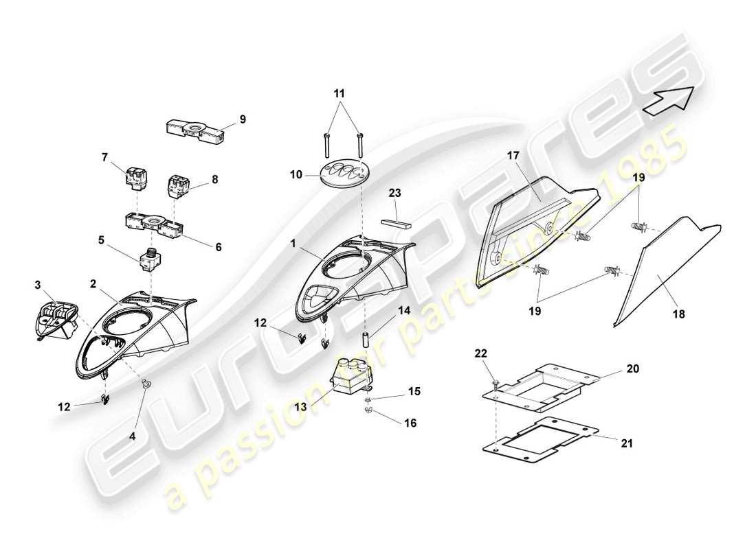 un diagramma delle parti dal catalogo delle parti lamborghini gallardo coupe (2006)