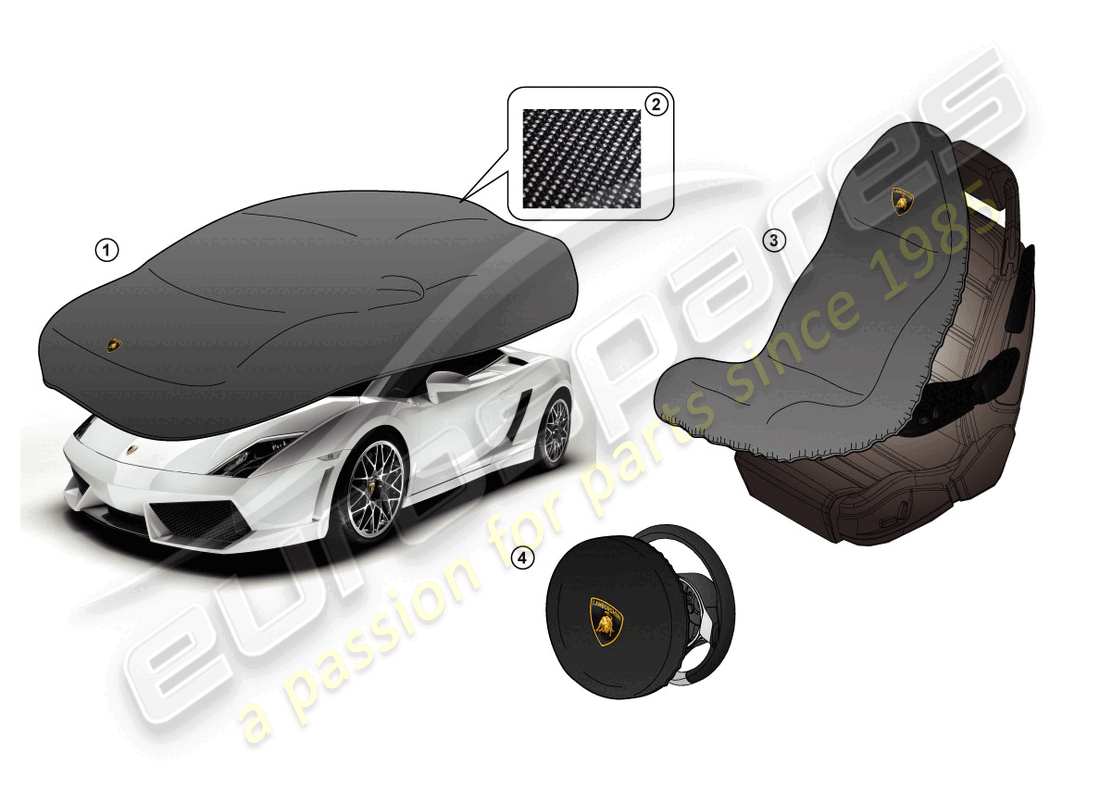 un diagramma delle parti dal catalogo delle parti lamborghini lp560-2 coupe 50 (accessories)