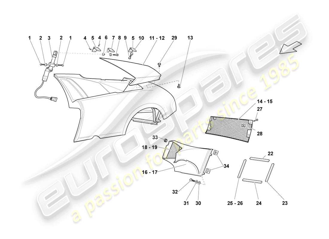 un diagramma delle parti dal catalogo delle parti lamborghini lp640 coupe (2007)