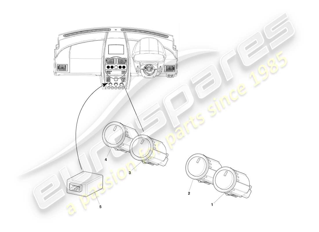 aston martin v8 vantage (2005) diagramma delle parti degli interruttori di trasmissione