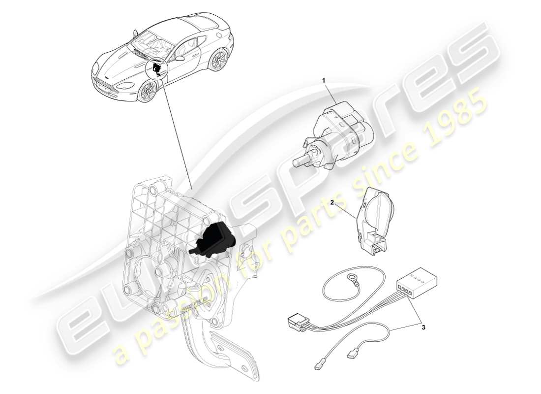 aston martin v8 vantage (2007) diagramma delle parti dell'interruttore della luce di arresto