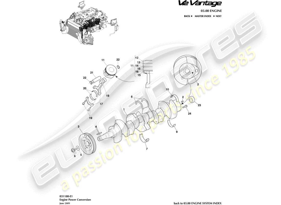 aston martin v12 vantage (2011) diagramma delle parti di conversione di potenza