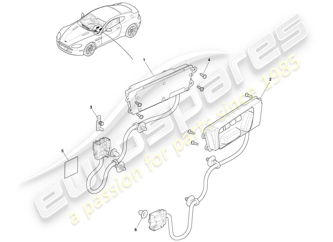 aston martin v8 vantage (2005) diagramma delle parti di regolazione del sedile anteriore