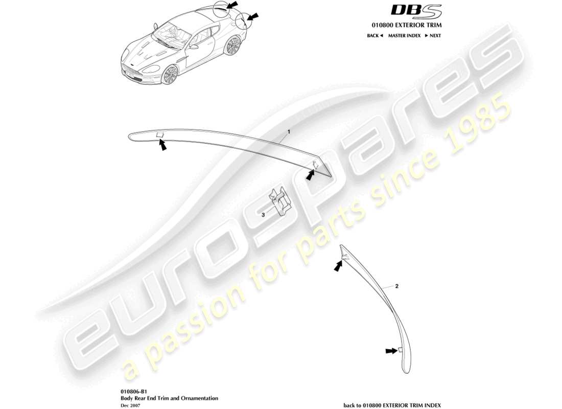 aston martin dbs (2012) rivestimento della parte posteriore della carrozzeria diagramma delle parti
