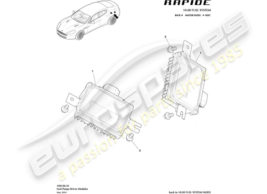 aston martin rapide (2014) modulo pompa carburante diagramma delle parti