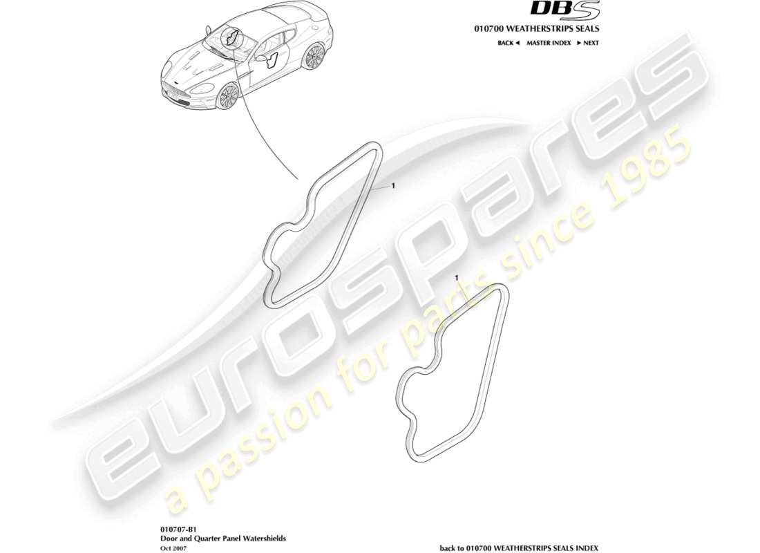 aston martin dbs (2012) schema delle parti di watershields