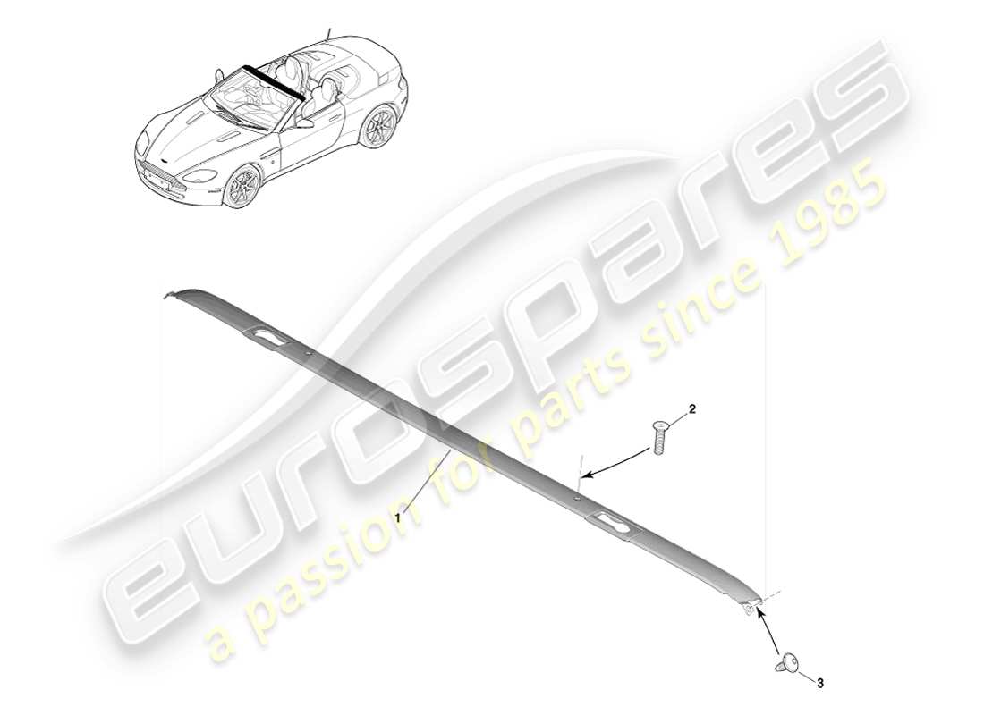aston martin v8 vantage (2007) rivestimento del tetto, diagramma delle parti della roadster