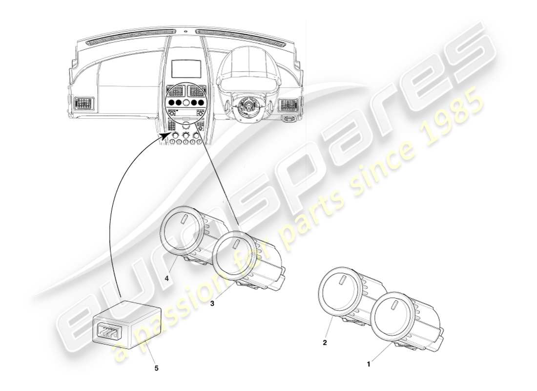 aston martin v8 vantage (2007) diagramma delle parti degli interruttori di trasmissione