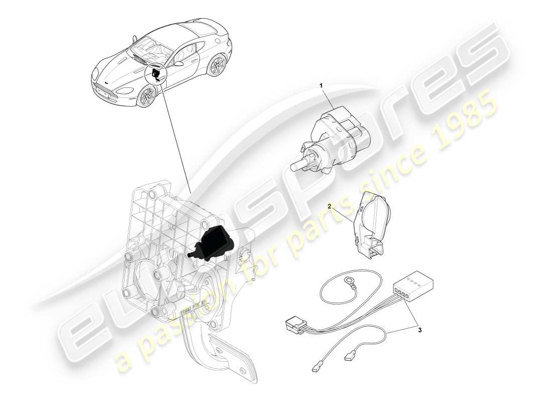 aston martin v8 vantage (2005) diagramma delle parti dell'interruttore della luce di arresto