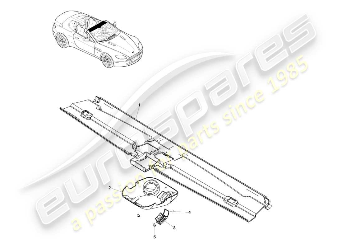 aston martin v8 vantage (2007) rivestimento della testata, diagramma delle parti della roadster