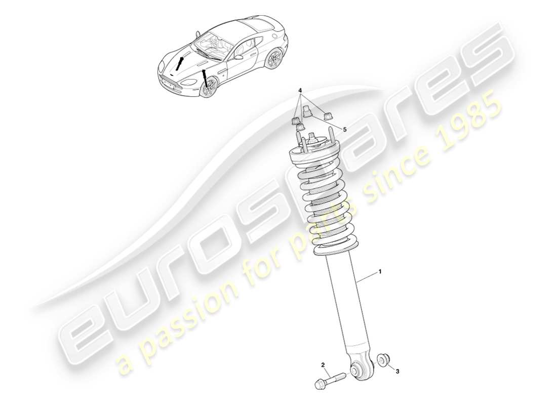 aston martin v8 vantage (2007) molla anteriore e ammortizzatore, diagramma delle parti bilstein