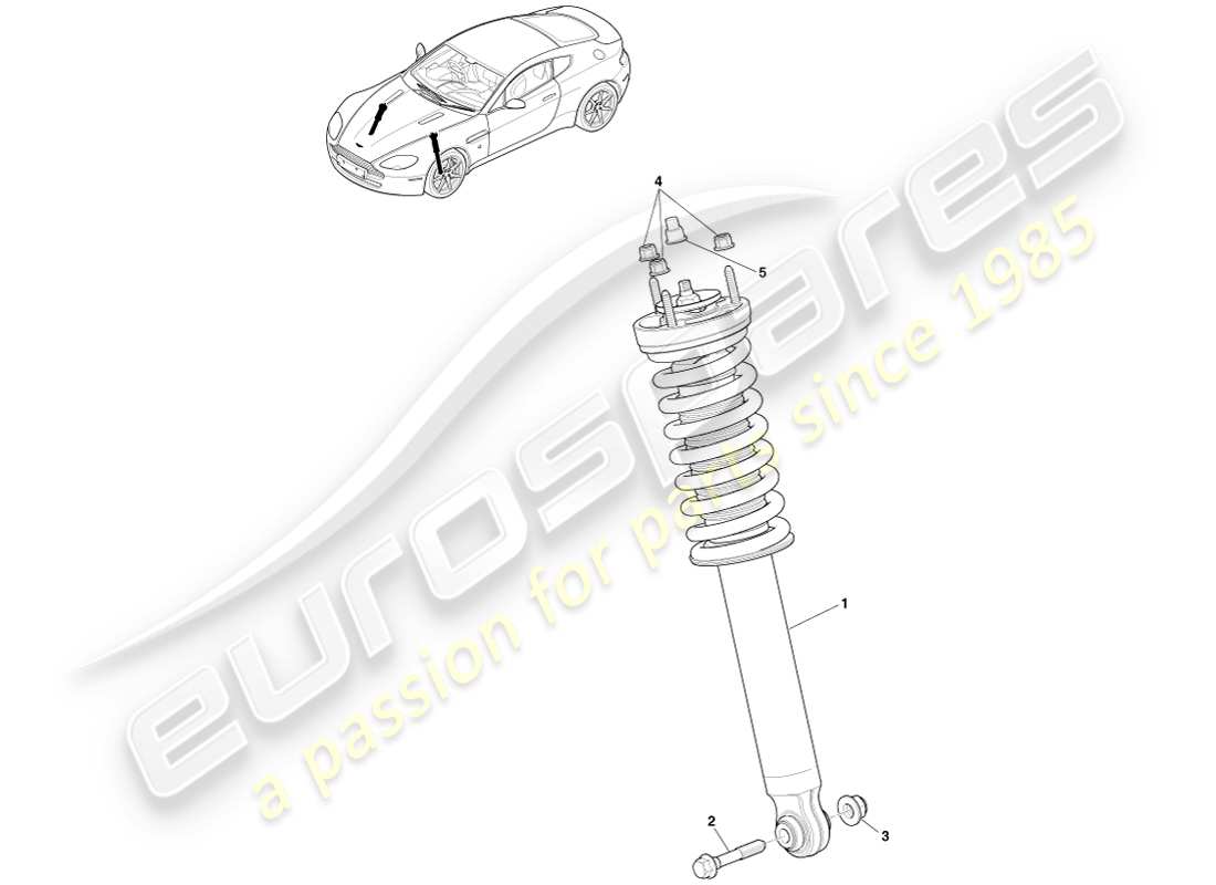 aston martin v8 vantage (2005) molla anteriore e ammortizzatore, diagramma delle parti bilstein