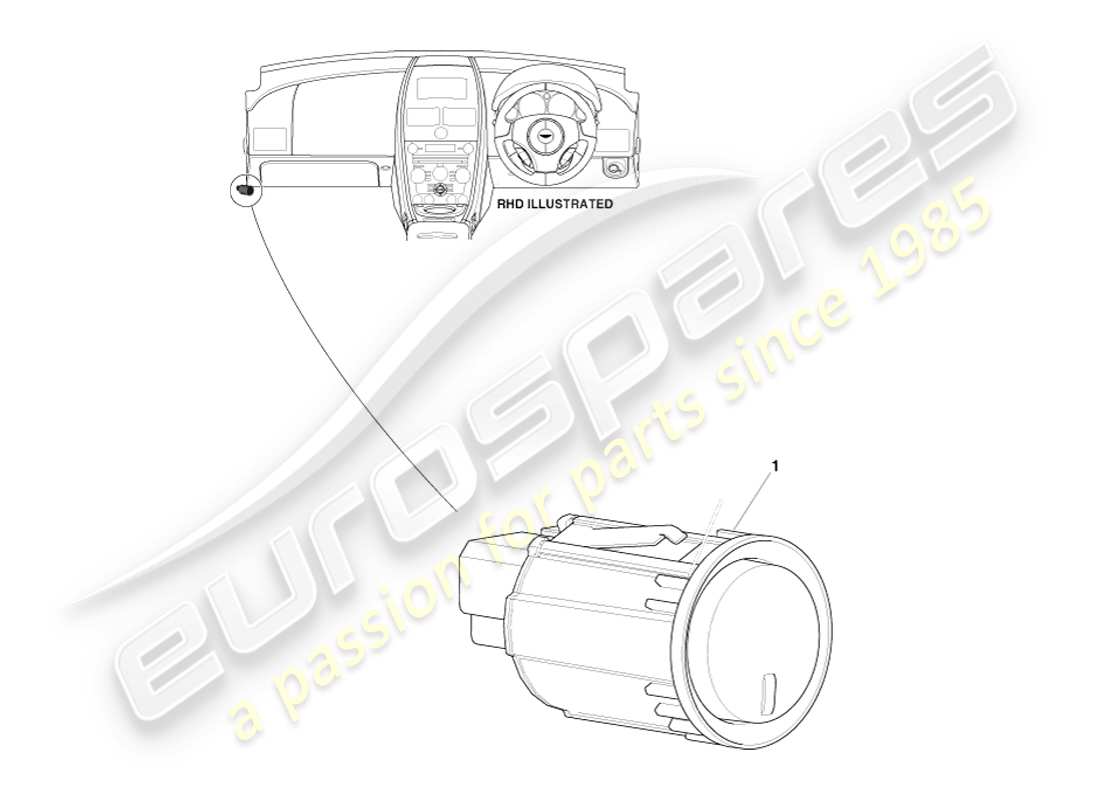 aston martin v8 vantage (2007) diagramma delle parti dell'interruttore di rilascio del bocchettone di rifornimento del carburante