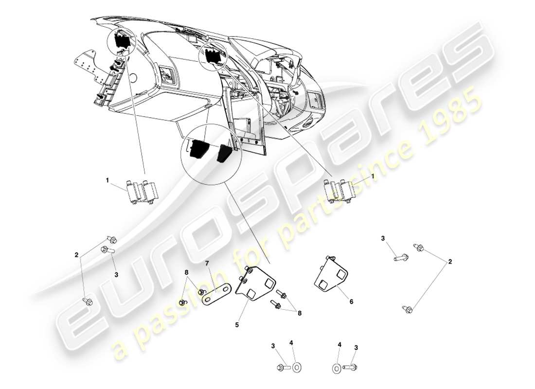 aston martin v8 vantage (2005) diagramma delle parti delle staffe da ccb a biw