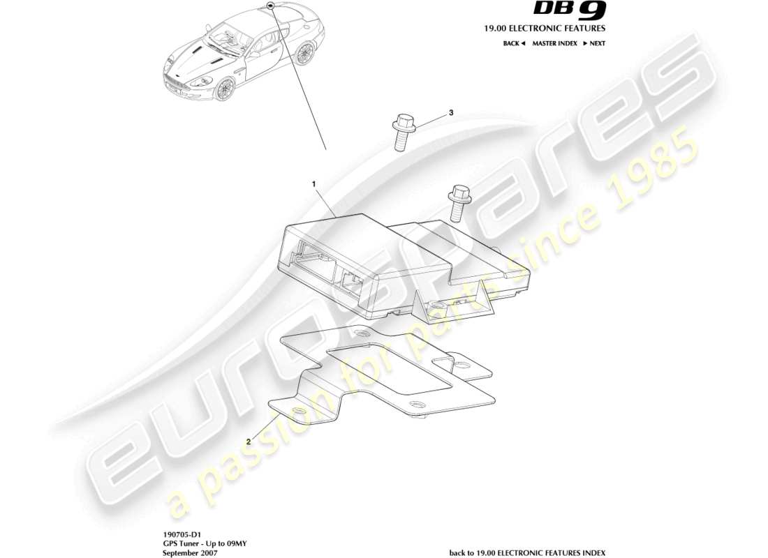 aston martin db9 (2005) gps-tuner, zu 09my teilediagramm