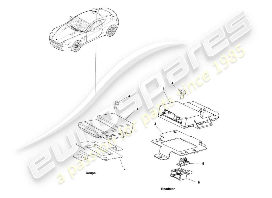 aston martin v8 vantage (2007) diagramma delle parti del sintonizzatore gps