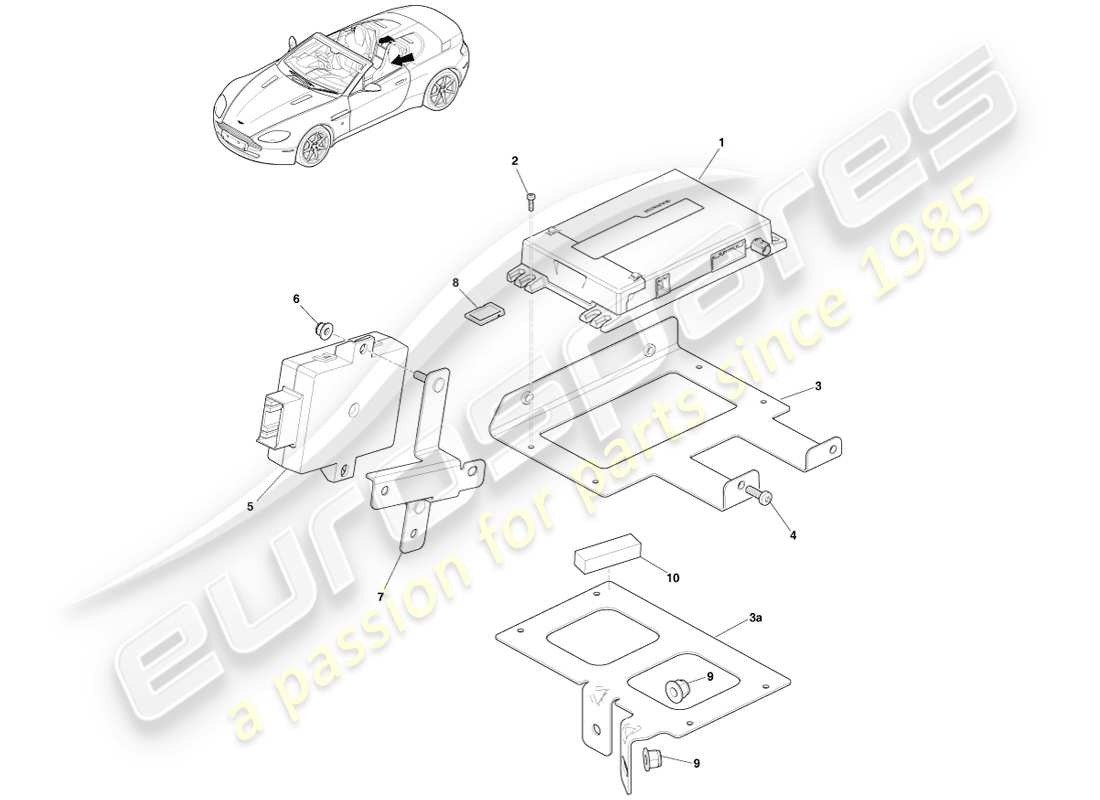 aston martin v8 vantage (2005) navigazione garmin, roadster, diagramma delle parti 12my