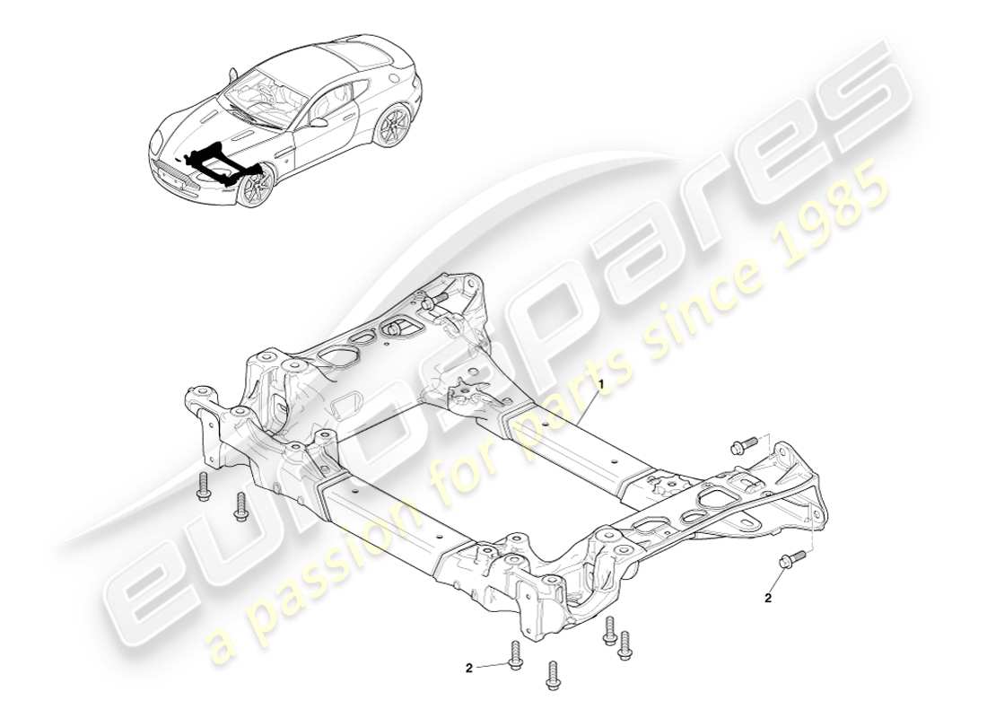 aston martin v8 vantage (2005) schema delle parti del sottotelaio anteriore