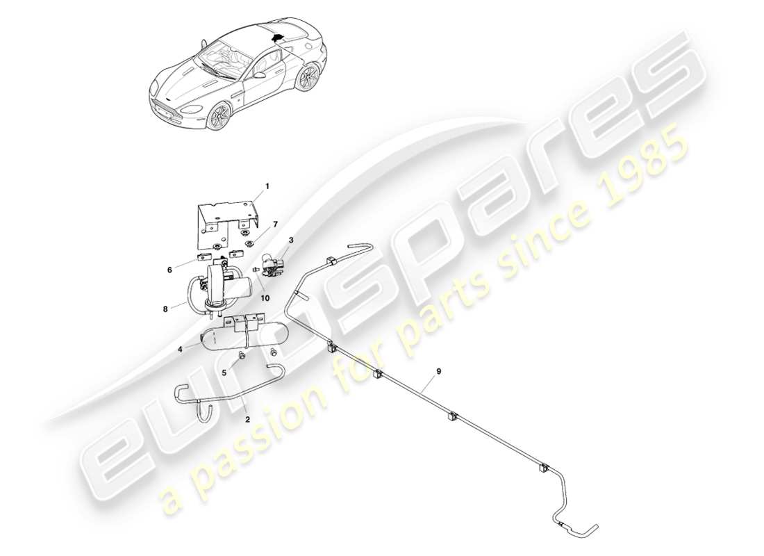 aston martin v8 vantage (2007) diagramma delle parti della distribuzione del vuoto