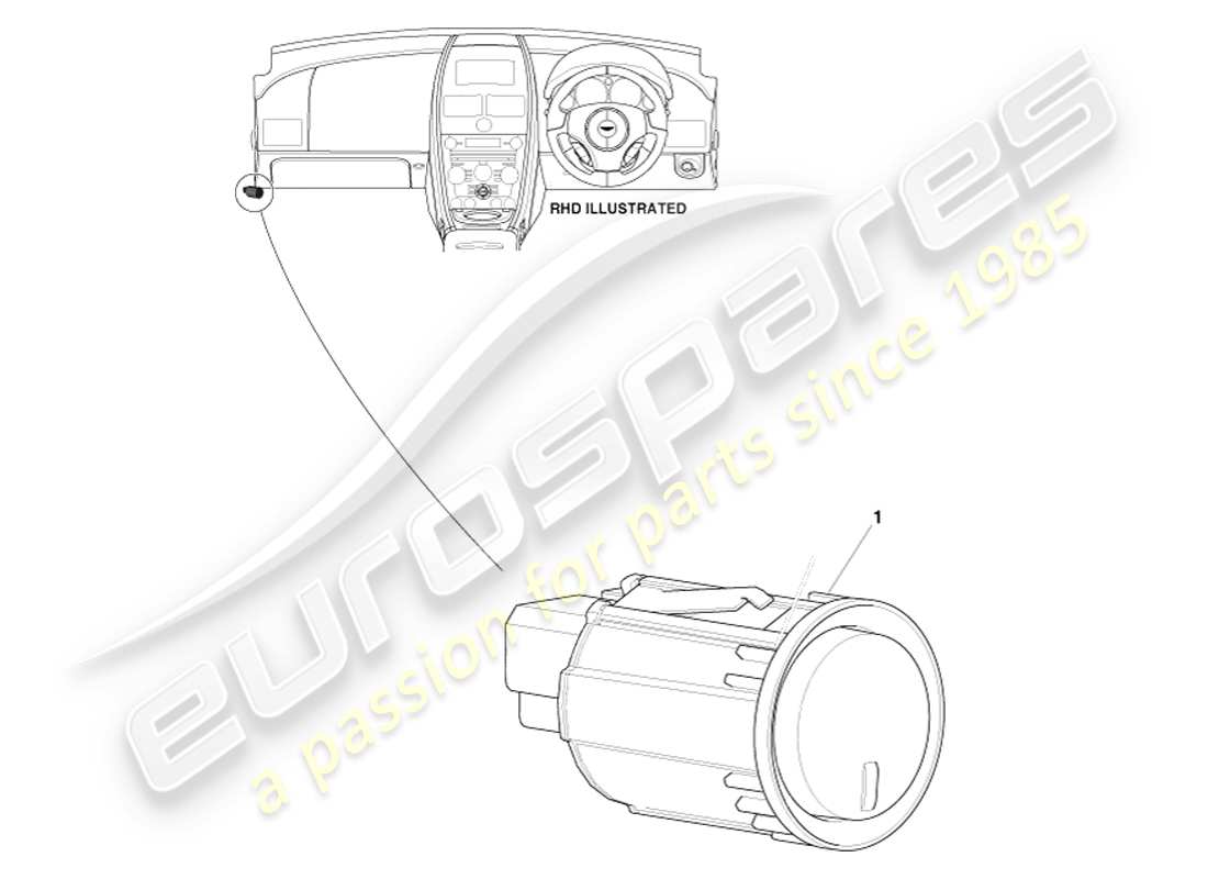 aston martin v8 vantage (2005) diagramma delle parti dell'interruttore di rilascio del bocchettone di rifornimento del carburante