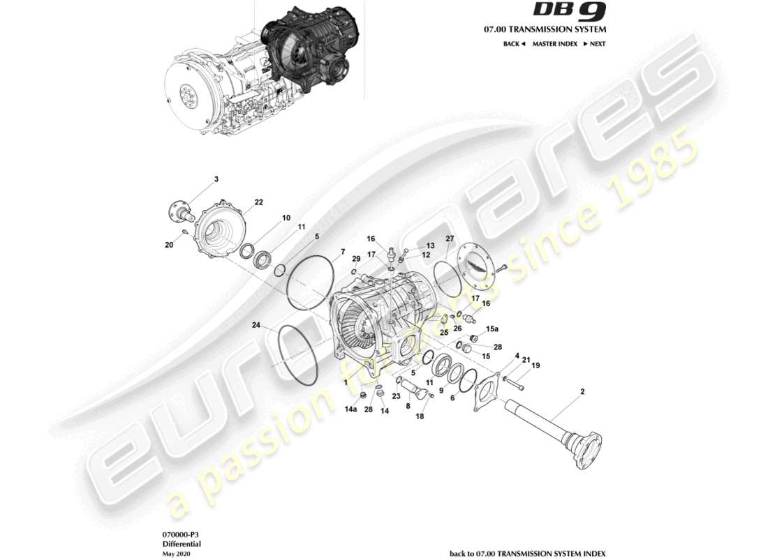 aston martin db9 (2010) diagramma della parte differenziale