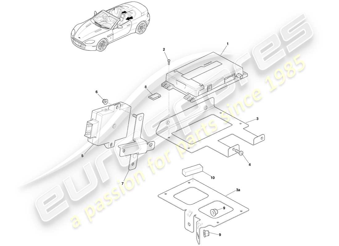 aston martin v8 vantage (2007) navigazione garmin, roadster, diagramma delle parti 12my