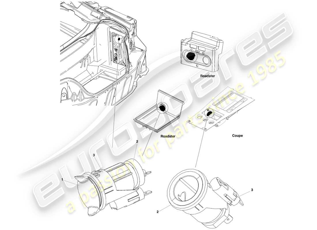 aston martin v8 vantage (2007) diagramma delle parti della presa ausiliaria