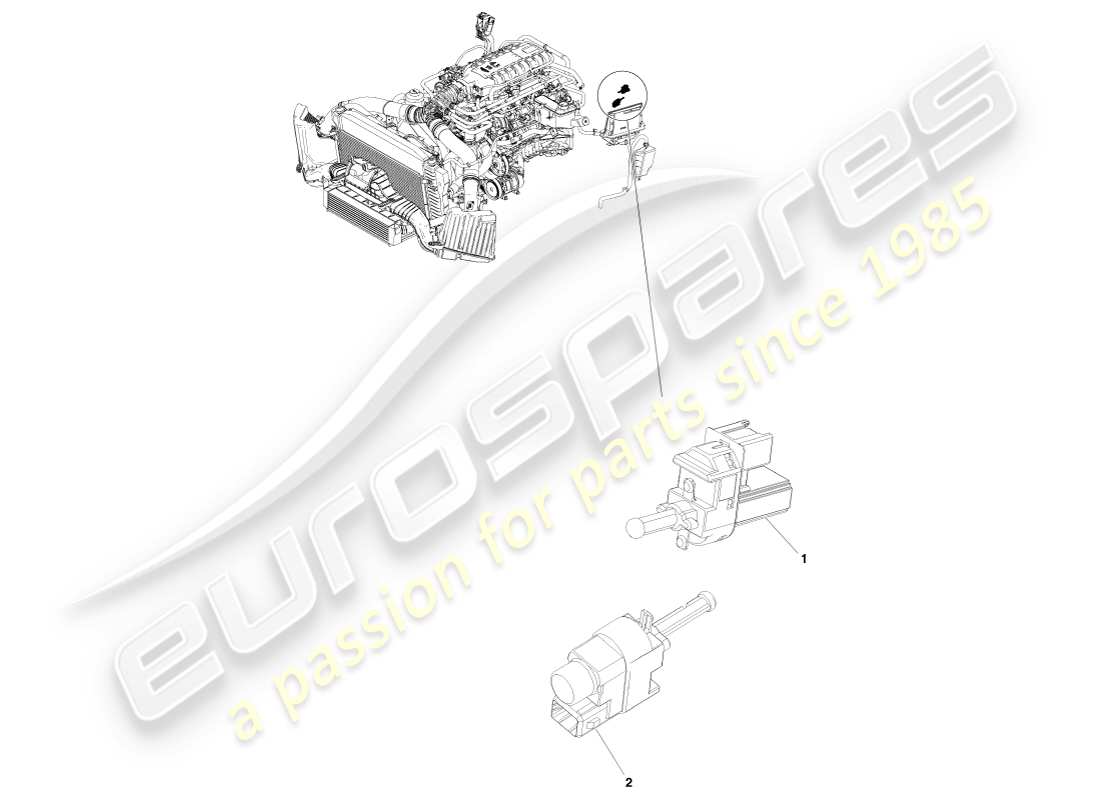 aston martin v8 vantage (2005) diagramma delle parti dell'interruttore del pedale della frizione