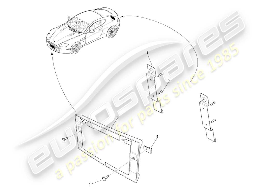 aston martin v8 vantage (2005) staffe targa, diagramma delle parti giapponesi