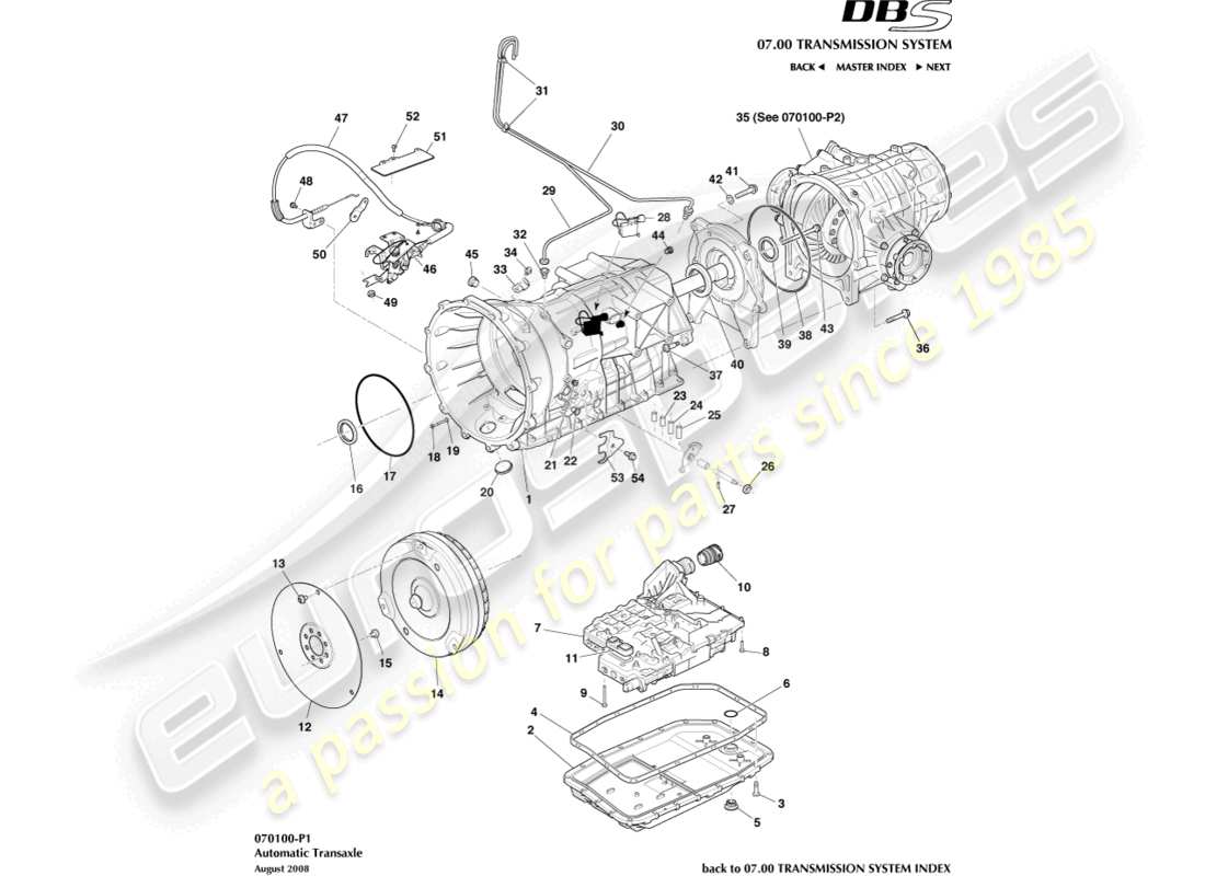 aston martin dbs (2009) cambio, diagramma dei ricambi auto