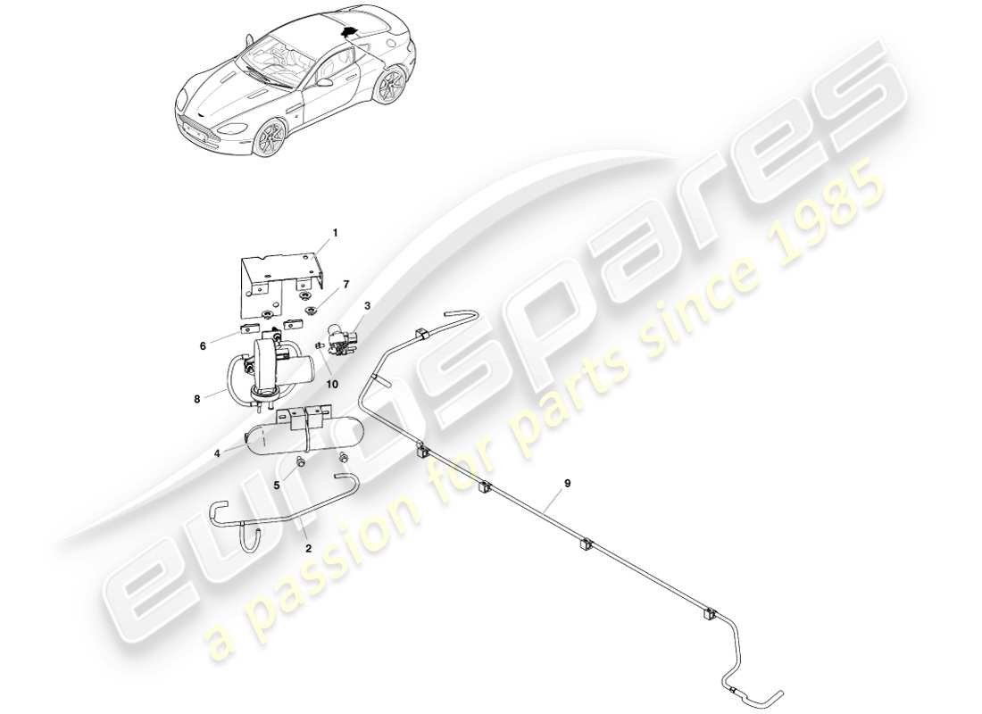 aston martin v8 vantage (2005) diagramma delle parti della distribuzione del vuoto