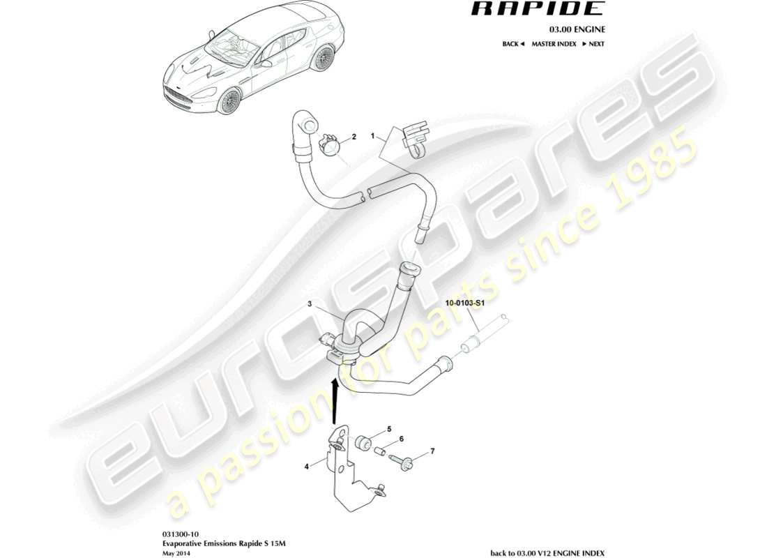 aston martin rapide (2013) verdunstungsemissionen, 15my teilediagramm