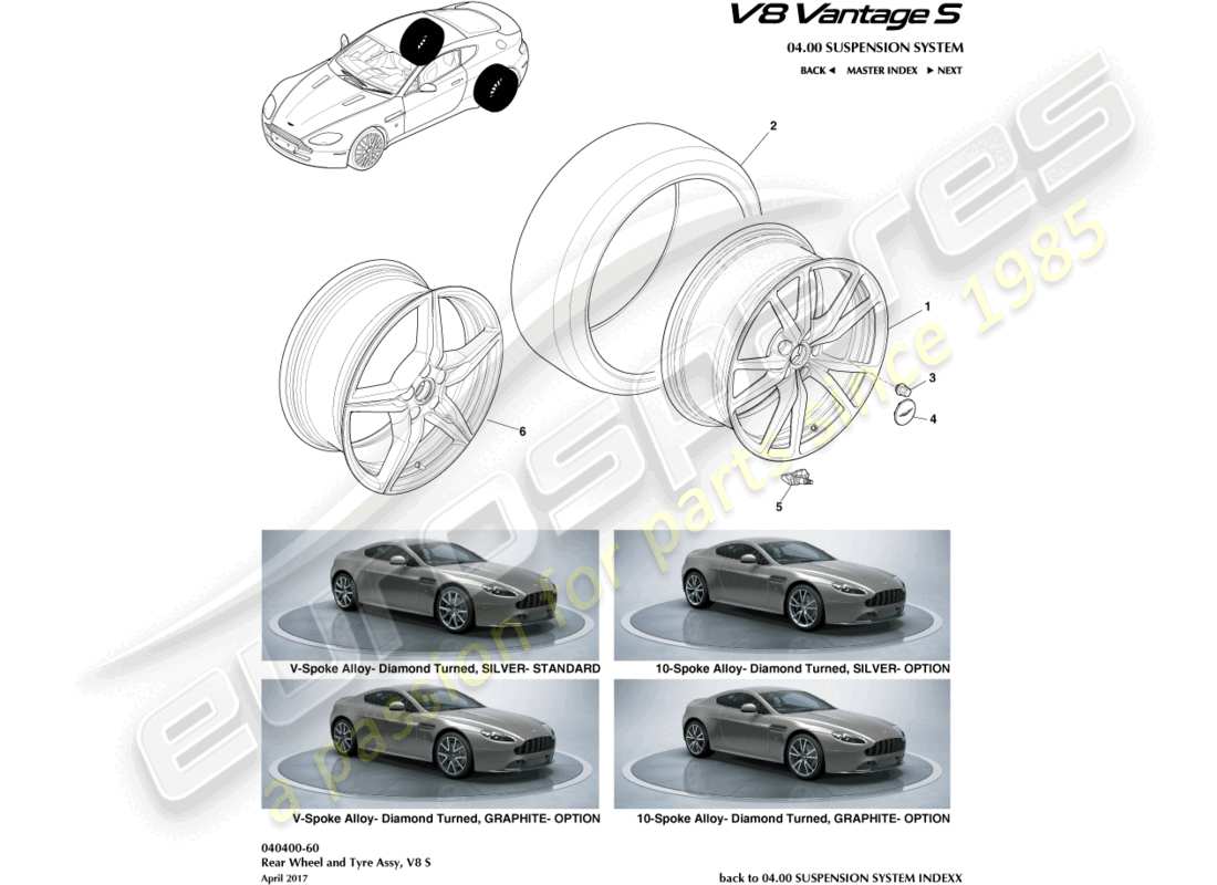 aston martin v8 vantage (2018) ruote e pneumatici posteriori, 12.25my nel diagramma delle parti