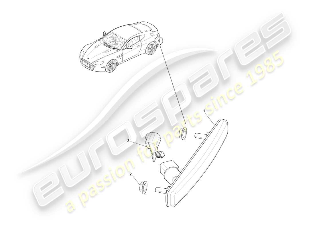 aston martin v8 vantage (2007) diagramma delle parti degli indicatori laterali posteriori