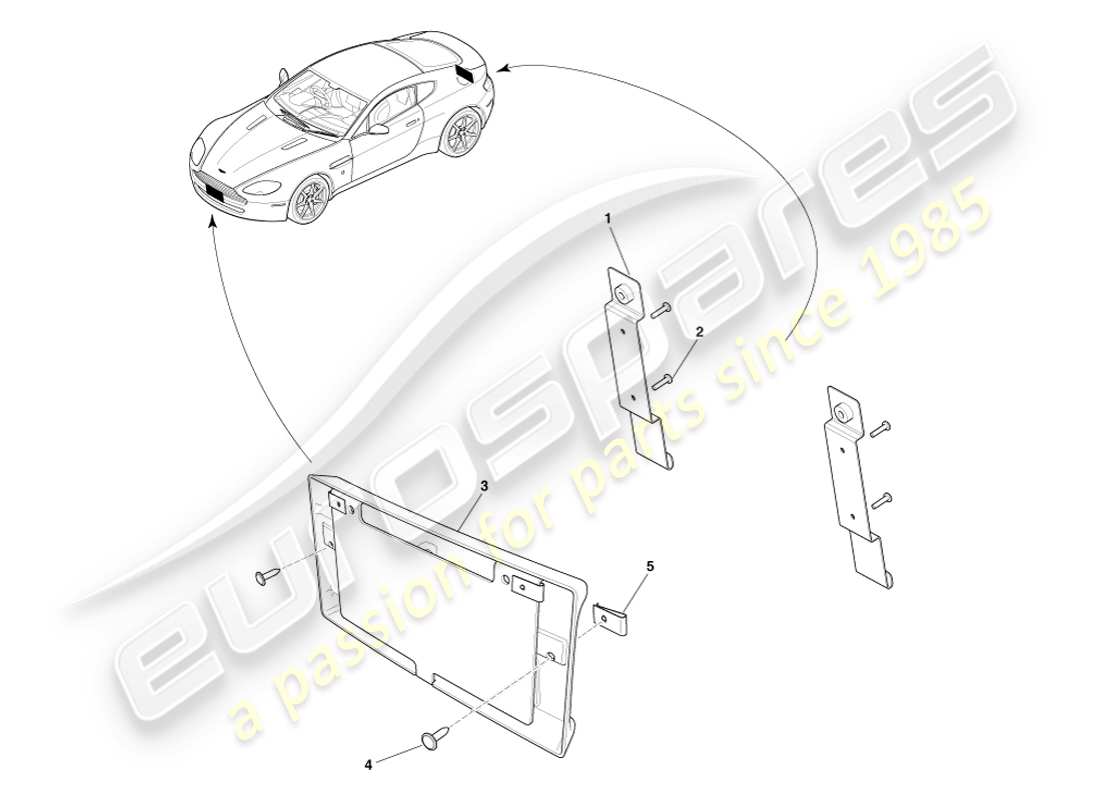 aston martin v8 vantage (2007) staffe targa, diagramma delle parti giapponesi