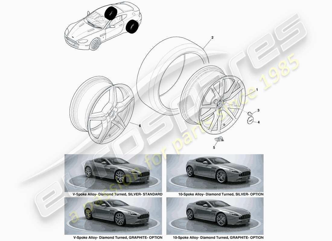 aston martin v8 vantage (2005) ruote e pneumatici posteriori, 12.25my nel diagramma delle parti