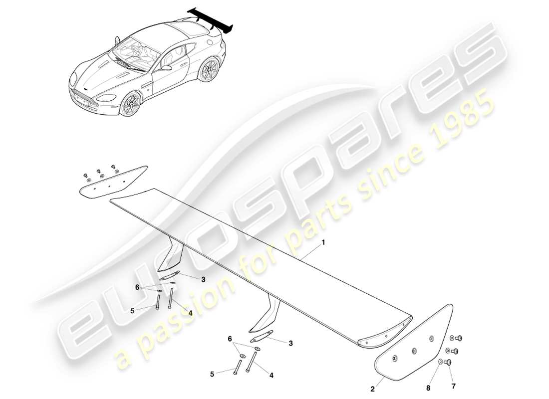 aston martin v8 vantage (2005) schema delle parti spoiler posteriore