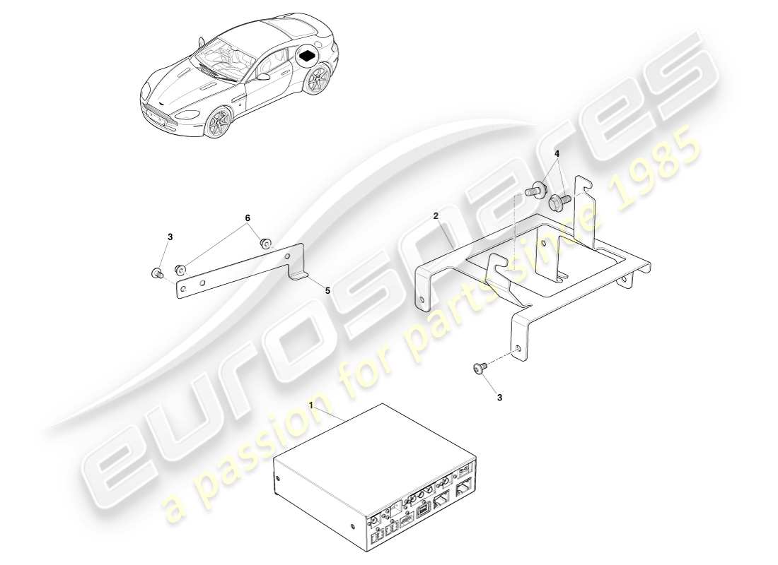 aston martin v8 vantage (2007) icu e staffa, diagramma delle parti 16my